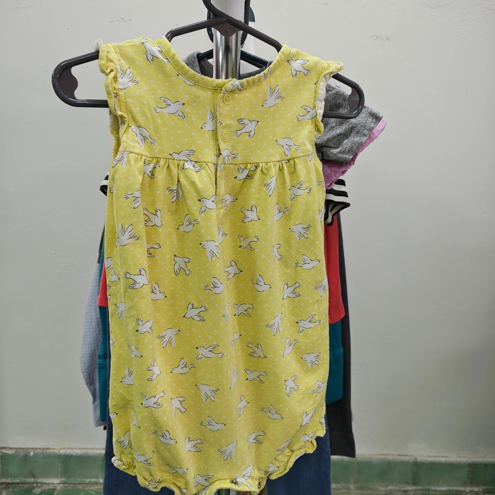 Carters Yellow Bird Print Baby Romper Sleeveless Sunsuit 18 Months